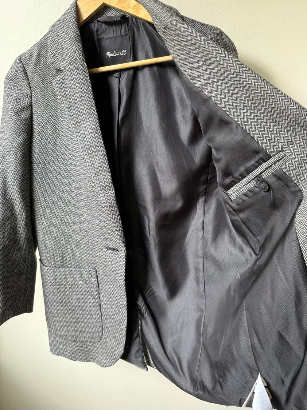 MADEWELL Larsen Blazer Herringbone Preppy Academia Classic Oversized‎ Wool XS